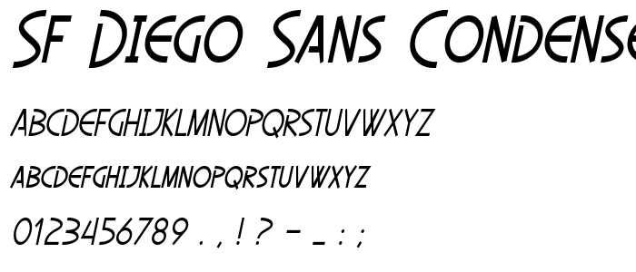 Sf Diego Sans Condensed Oblique font